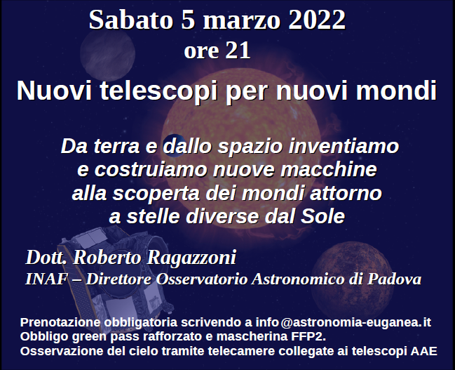 Nuovi telescopi per nuovi mondi - marzo 2022