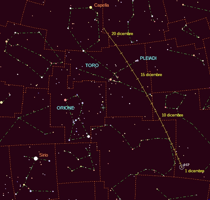 comet Wirtanen sky map